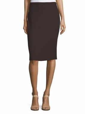Eileen Fisher Flex Tencel Lyocell Ponte Knit Pencil Skirt Size Large Brown
